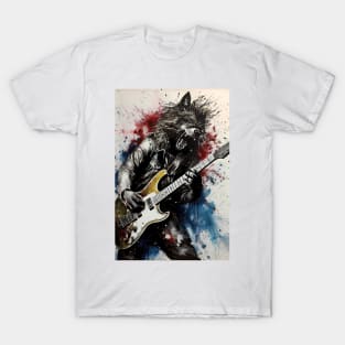 Werewolf Shredding Guitar T-Shirt